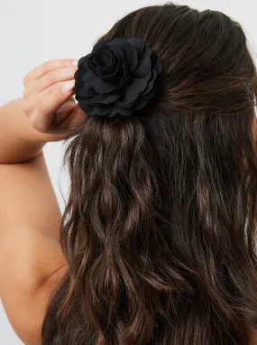 Chiffon Flower Hair Clip in Black