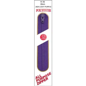 Coats All-Purpose Plastic Zipper 14in Light Purple