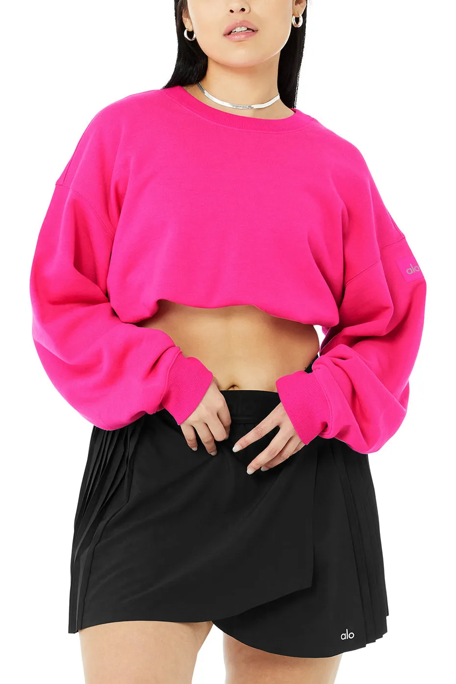 Devotion Crew Neck Pullover - Neon Pink