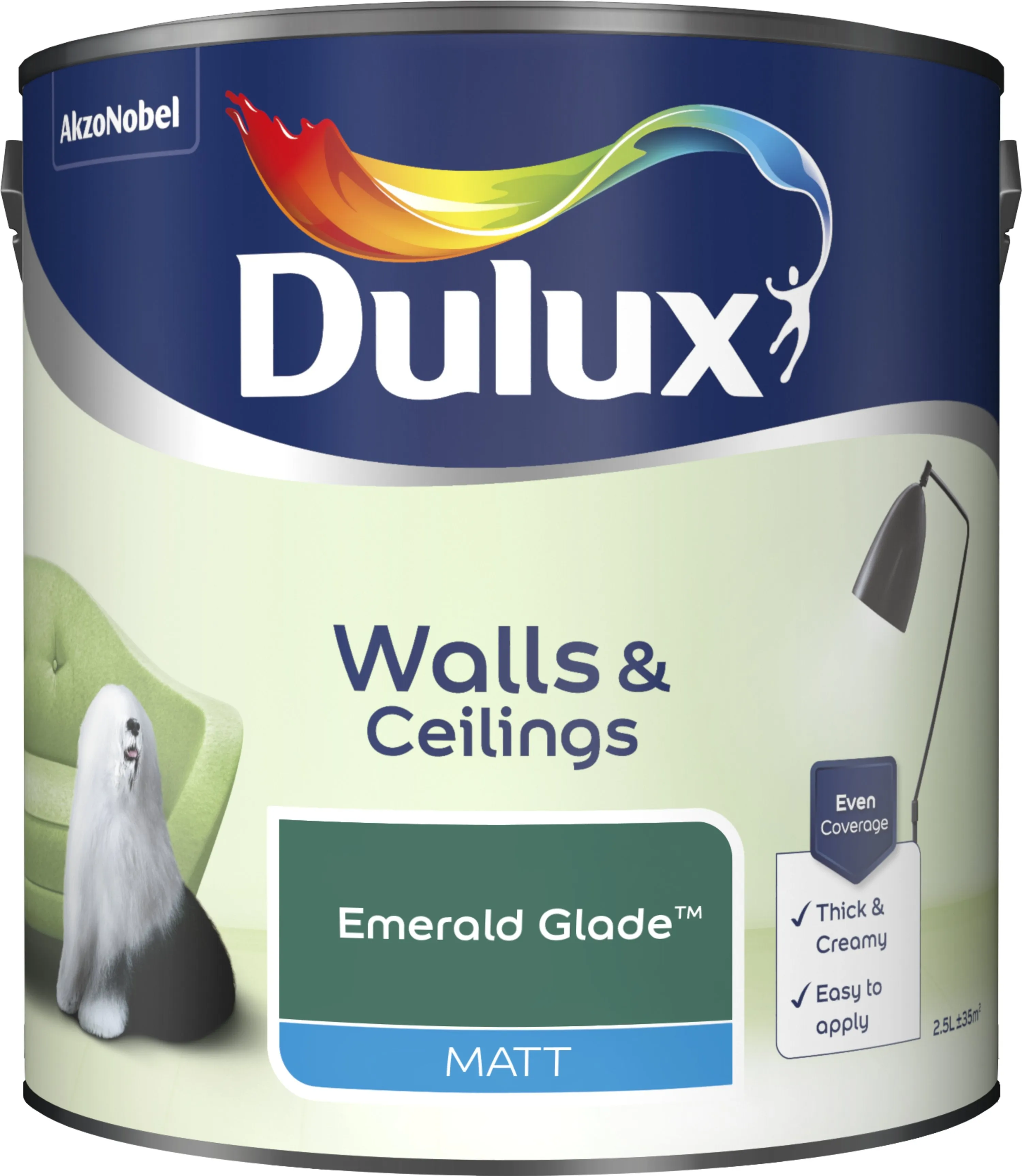 Dulux Matt Emulsion Paint For Walls And Ceilings - Emerald Glade 2.5L