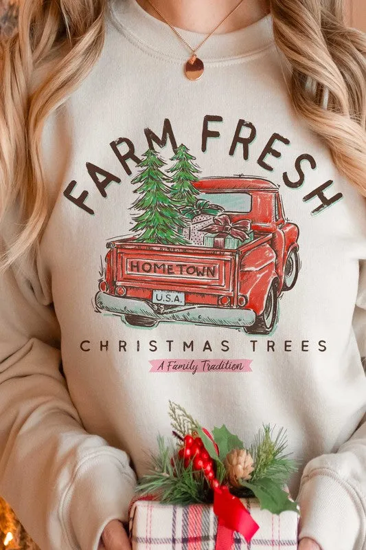 *Farm Fresh Christmas Trees Graphic Sweatshirt