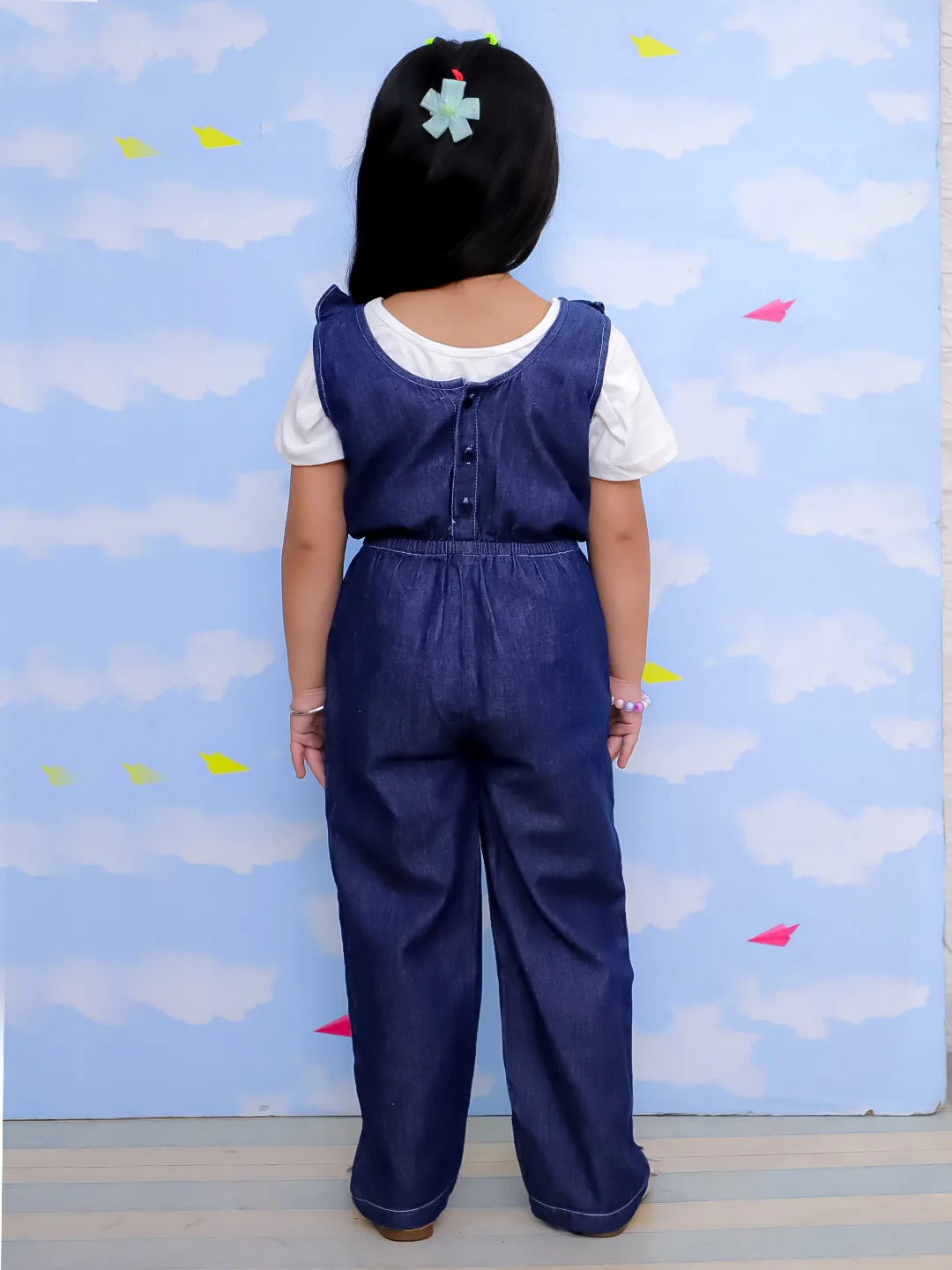 Frilled Girls Jumpsuit Dark Wash