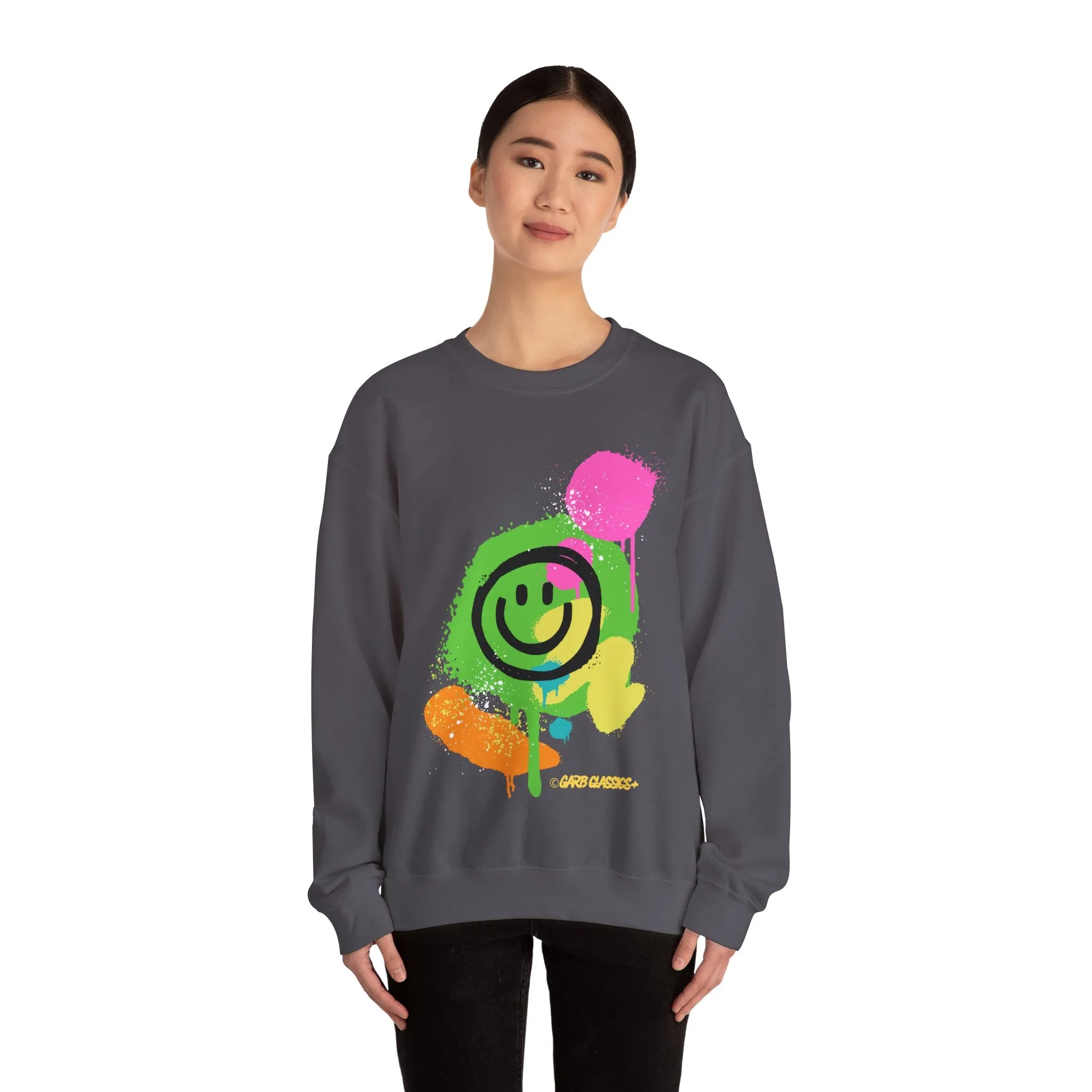 Graffiti Smiley Graphic Crewneck