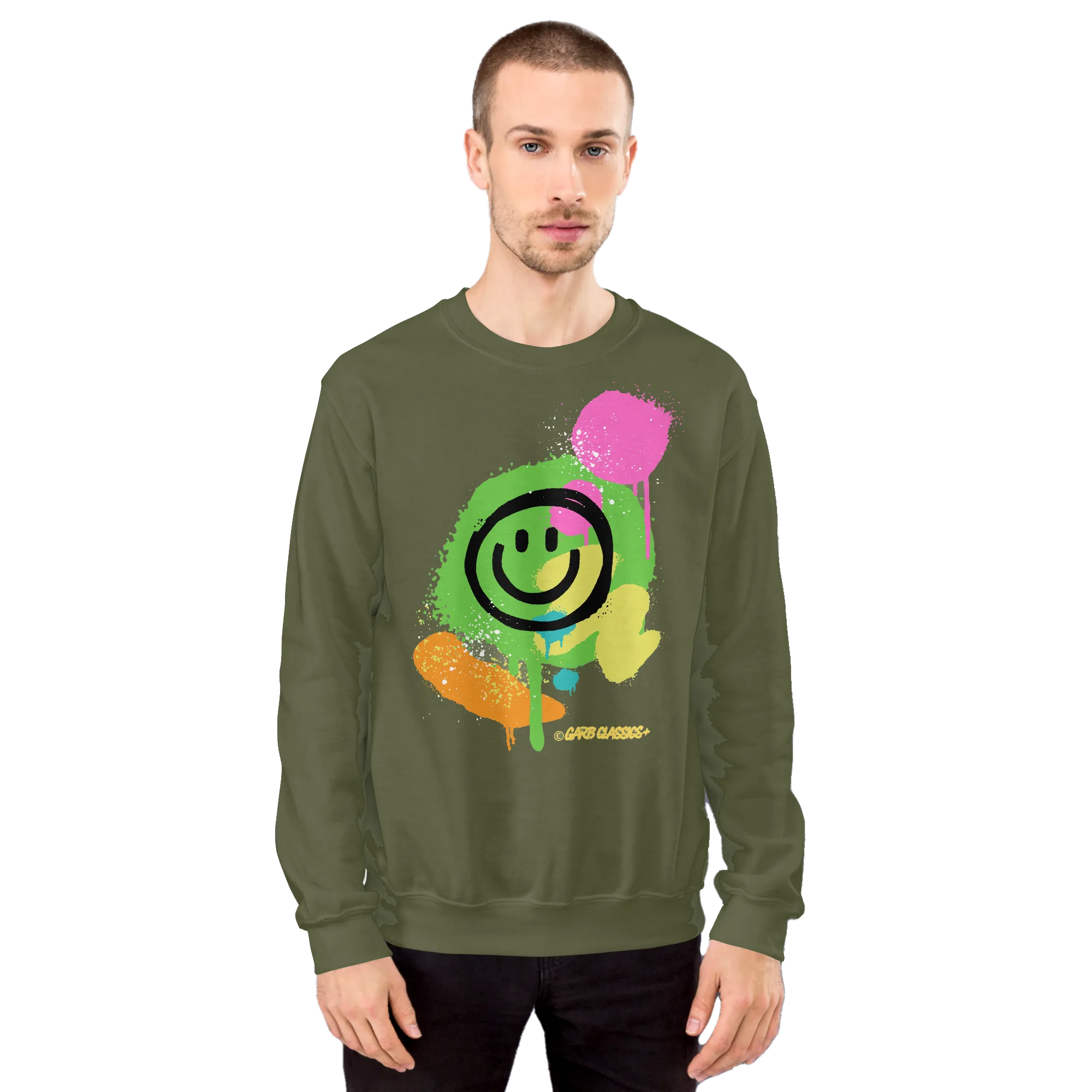 Graffiti Smiley Graphic Crewneck