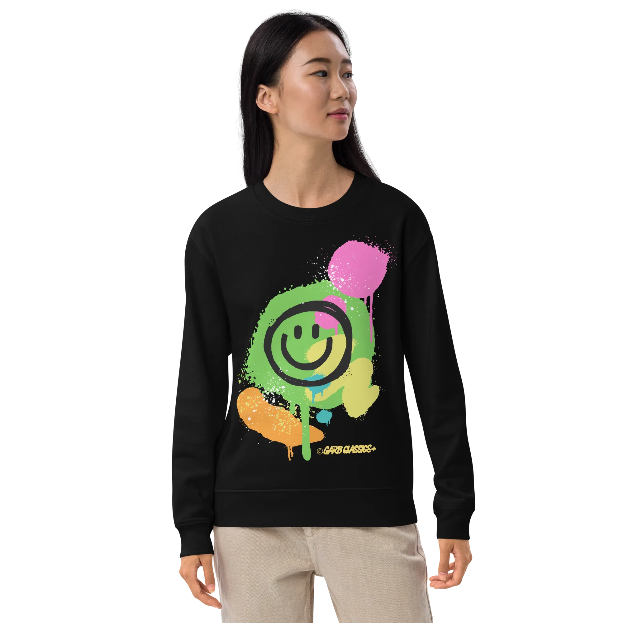 Graffiti Smiley Graphic Crewneck