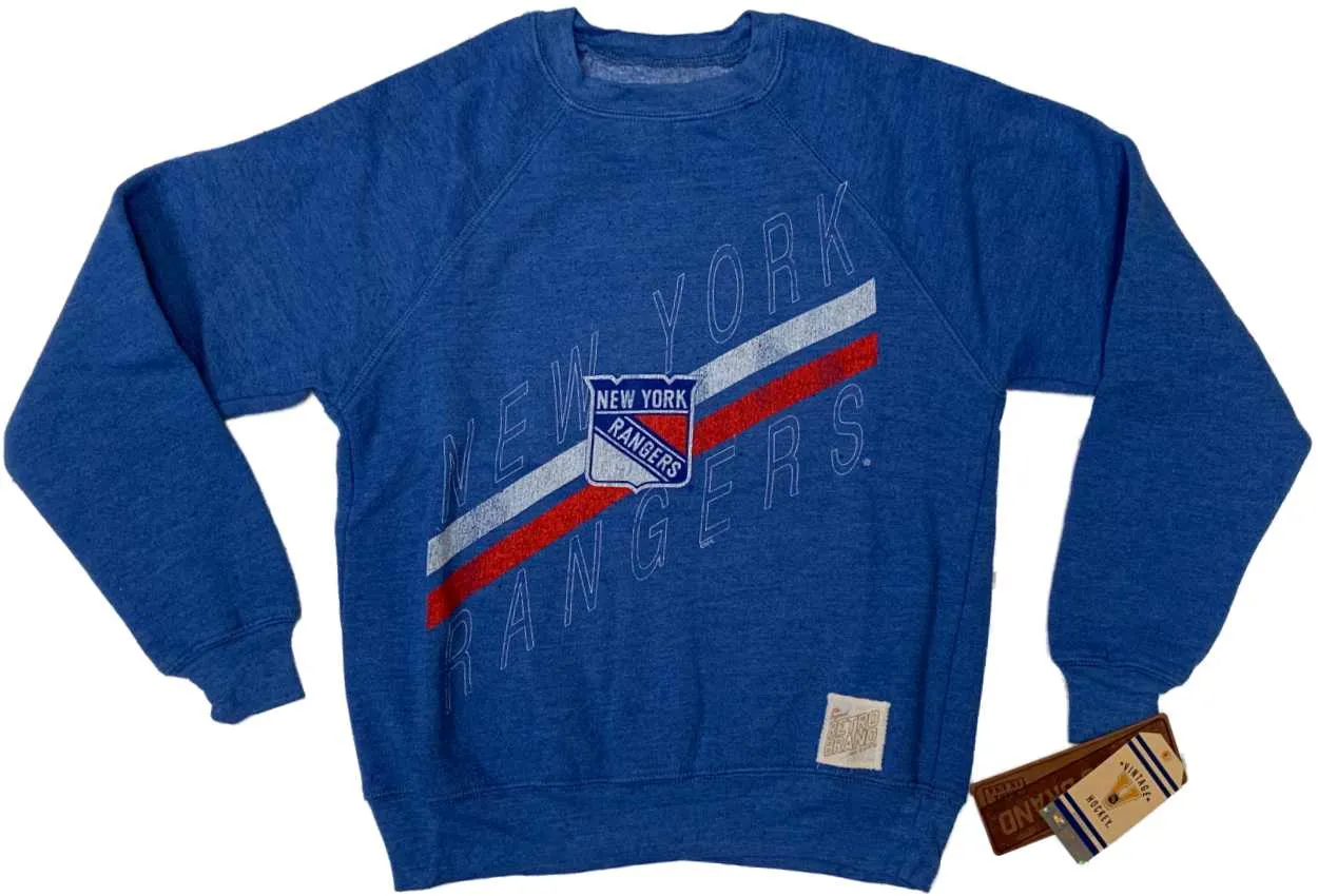 New York Rangers Retro Brand WOMEN Blue Fleece Lined Long Sleeve Sweatshirt