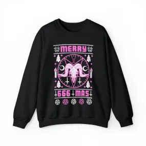 Pink Merry 666mas Christmas Crewneck Sweatshirt