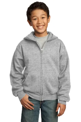 Port & Company® - Youth Core Fleece Full-Zip Hooded Sweatshirt.  PC90YZH