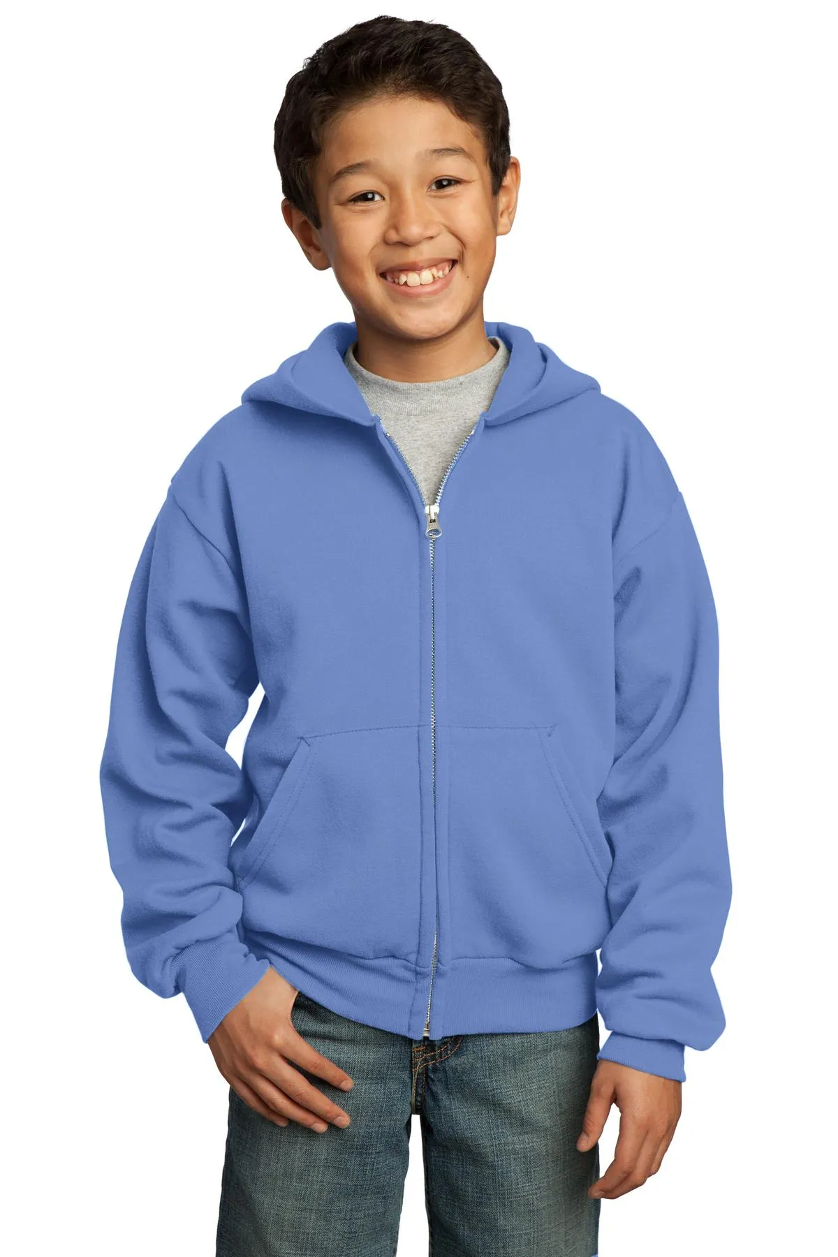 Port & Company® - Youth Core Fleece Full-Zip Hooded Sweatshirt.  PC90YZH