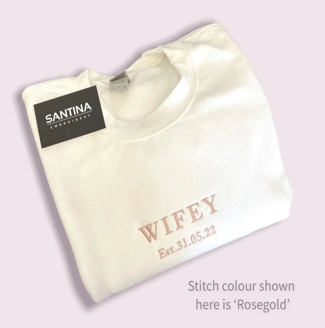 Simplified Wifey Hubby Sweatshirts with Block Text and Date