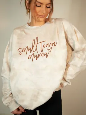 Small Town Mama Tie Dye Sweatshirt - Beige