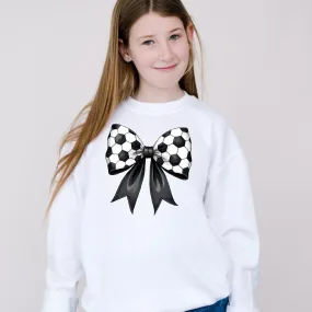 Soccer Bow Crewneck Sweatshirt for Girls