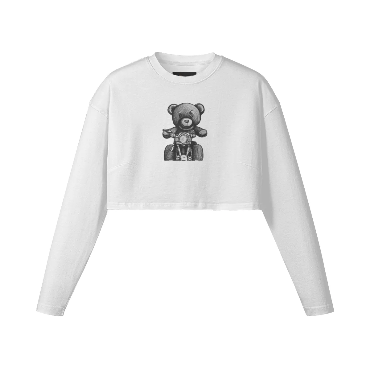 Teddy Ride 260GSM Women's Raw Hem Long Sleeve Crop Top