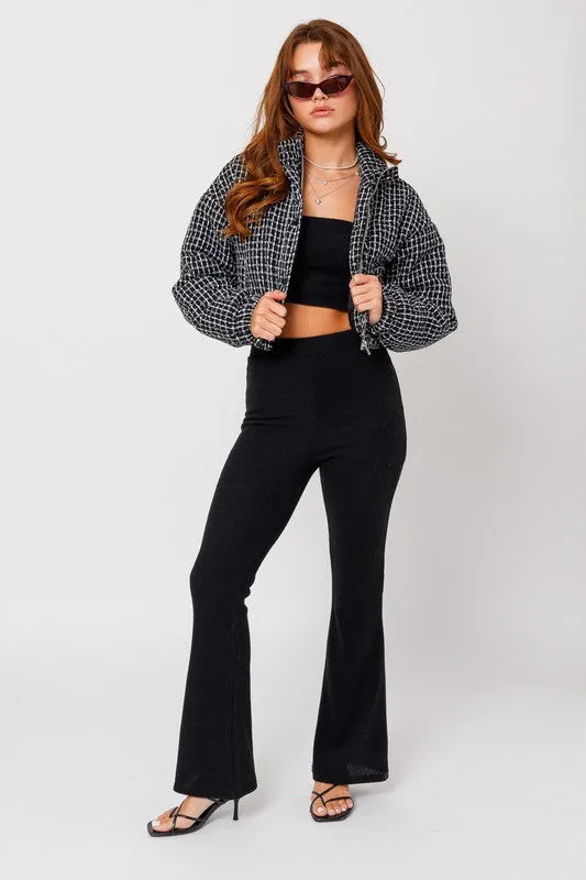 TEEK - Tweed Crop Puffer Jacket