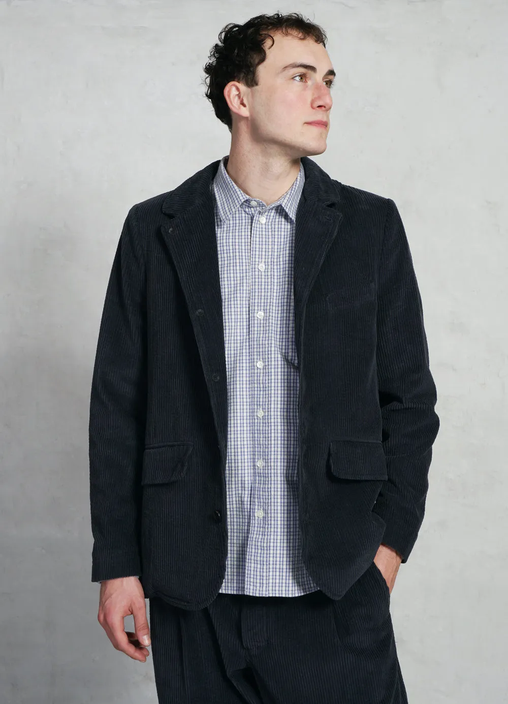 VINCENT Elephant Cord Blazer Jacket | Dusty Navy