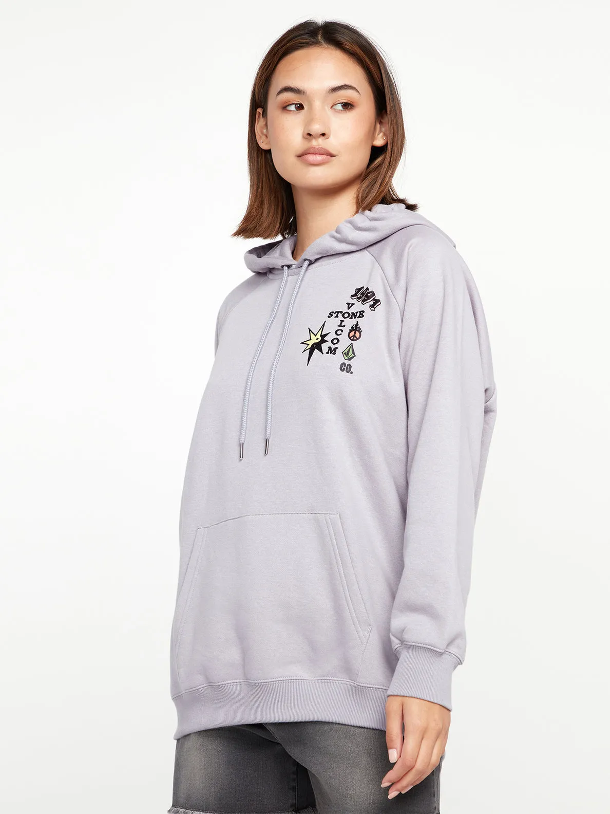 Volcom Truly Stoked Boyfriend Pullover Hoodie - Moon Beam