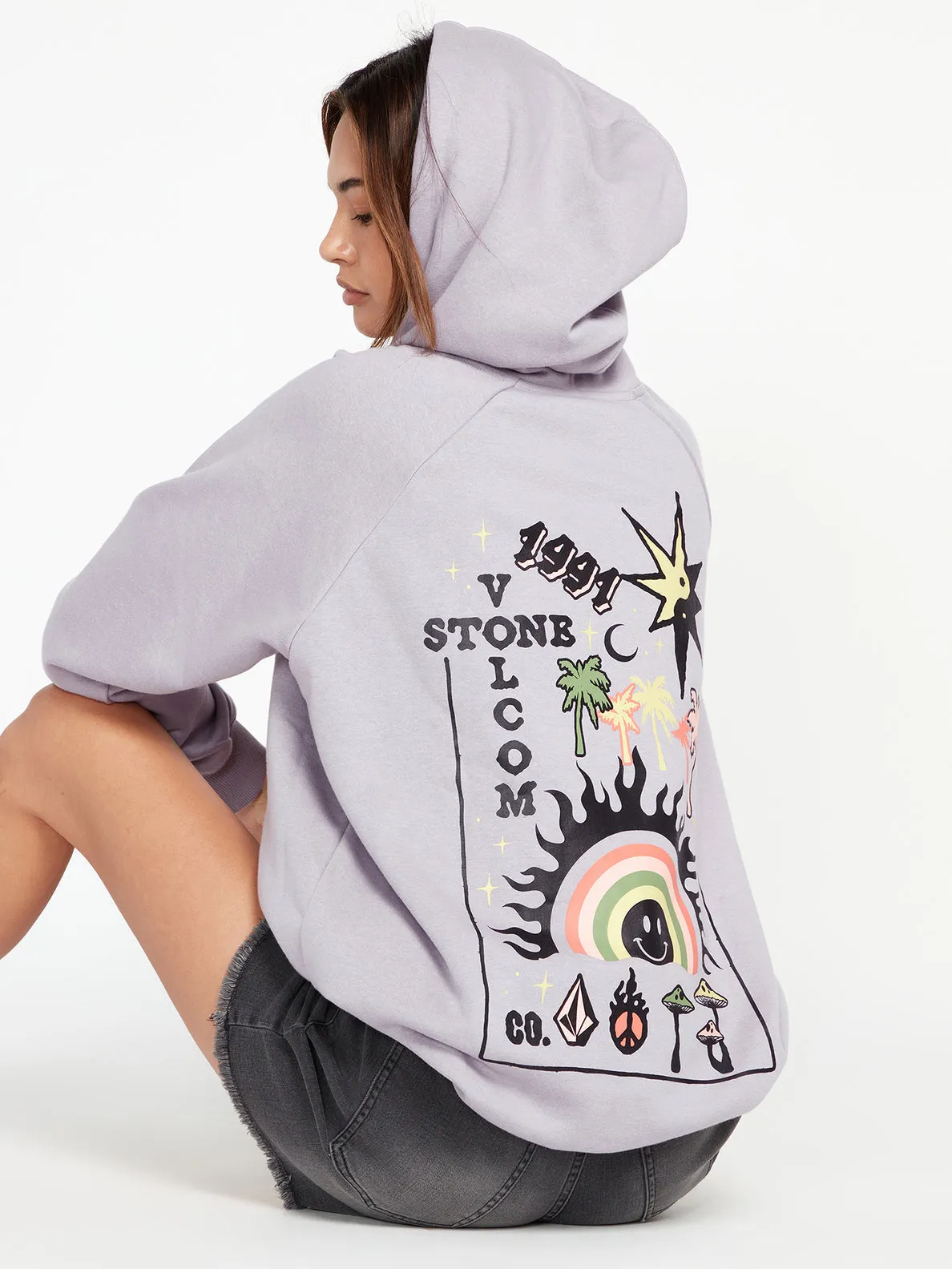 Volcom Truly Stoked Boyfriend Pullover Hoodie - Moon Beam