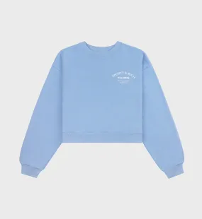 Wellness Studio Cropped Crewneck - Sky Blue/White